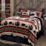 Juego de ropa de cama Bear Trails Carstens Inc JP871 Sherpa negro marrón tamaño King 4 piezas