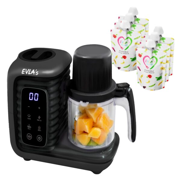 EVLA'S Máquina Doble para Preparar Alimentos para Bebés con 2 Cestas de Vapor, Vaporizador, Licuadora, Molinillo, Proces