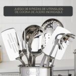 Juego de utensilios de cocina Viking 40129-9988G acero inoxidable 8 piezas color plateado con espátulas cucharas y cucha