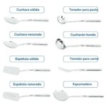 Juego de utensilios de cocina Viking 40129-9988G acero inoxidable 8 piezas color plateado con espátulas cucharas y cucha