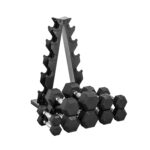 CAP Barbell Juego de mancuernas de 150 libras con bastidor vertical en A, carbono
