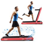 Caminadora plegable 2 en 1 Goplus SP37424 4.75 HP bajo escritorio con pantalla táctil LED altavoz Bluetooth y control re