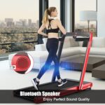 Caminadora plegable 2 en 1 Goplus SP37424 4.75 HP bajo escritorio con pantalla táctil LED altavoz Bluetooth y control re