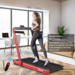 Caminadora plegable 2 en 1 Goplus SP37424 4.75 HP bajo escritorio con pantalla táctil LED altavoz Bluetooth y control re