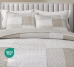 Juego de edredón Chezmoi Collection Green Living Group Quinn-Quilt-King 3 piezas algodón prelavado reversible estampado