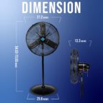 Ventilador de Pedestal Oscilante para Exterior Tornado HI-FAN-24POF-WR-1P de 24 Pulgadas, Metal IPX4, 7350 CFM, Certific