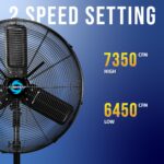 Ventilador de Pedestal Oscilante para Exterior Tornado HI-FAN-24POF-WR-1P de 24 Pulgadas, Metal IPX4, 7350 CFM, Certific
