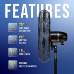Ventilador de Pedestal Oscilante para Exterior Tornado HI-FAN-24POF-WR-1P de 24 Pulgadas, Metal IPX4, 7350 CFM, Certific