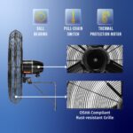 Ventilador de Pared Oscilante Industrial Tornado HI-FAN-30MOWF-WR-1P – 30 Pulgadas IPX4 para Exteriores, Motor TEAO 2 Ve