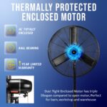 Ventilador de Pedestal Oscilante Industrial Tornado HI-FAN-30POF-WR-1P 30 Pulgadas Certificación cETL