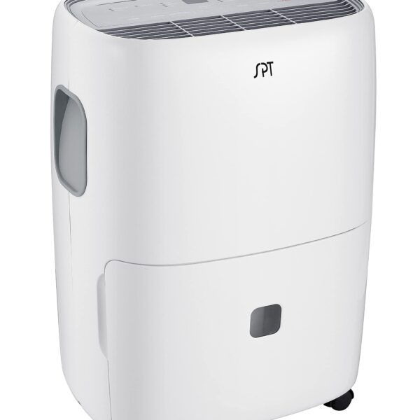Deshumidificador SPT SD-53E 50 pintas Energy Star blanco 35 a 80 porciento humedad filtro lavable drenaje continuo 2 vel