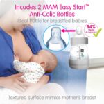 MAM Extractor de leche eléctrico doble 2 en 1 y extractor de leche manual, extractor de leche portátil con 2 biberones a