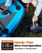 OutdoorMaster Bomba de aire SUP de alta presión de 16 PSI con batería recargable, The Whale, función inteligente de infl