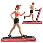 Caminadora Plegable 2 en 1 GYMAX 4.75 HP bajo escritorio pantalla táctil LED control de app frecuencia cardíaca y mando