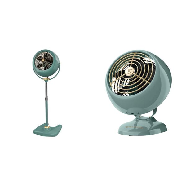 Paquete Ventiladores Vornado VFAN Sr. Pedestal Verde y VFAN Mini Classic Personal Verde Circuladores Vintage