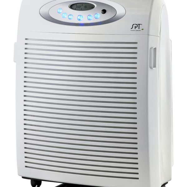 Purificador de aire SPT AC-9966A con motor CC plasma HEPA y filtro COV captura humo polvo polen PM2.5 virus bacterias y