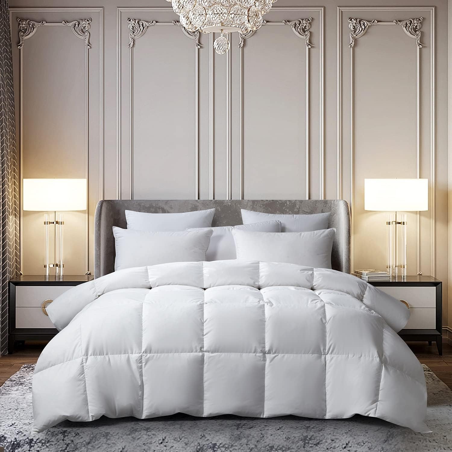 Version 1.0.0 Edredón Plumón Todas las Estaciones Blue Ridge Home Fashions BT-DC-55 Queen Blanco Algodón