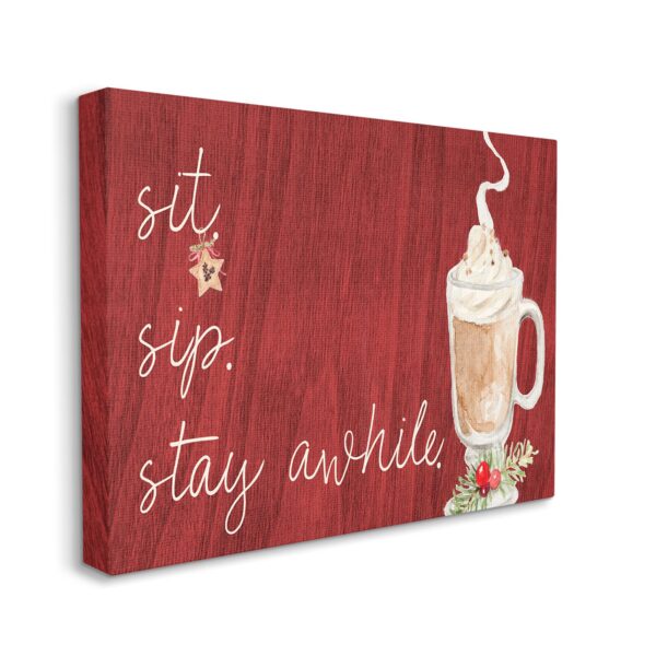 Stupell Industries Sit Sip Stay Awhile - Taza festiva de invierno diseñada por Lanie Loreth, arte de pared en lienzo, 36