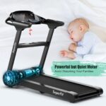GYMAX Caminadora plegable, máquina eléctrica motorizada de 2.25 HP con control inteligente de aplicaciones, monitor táct