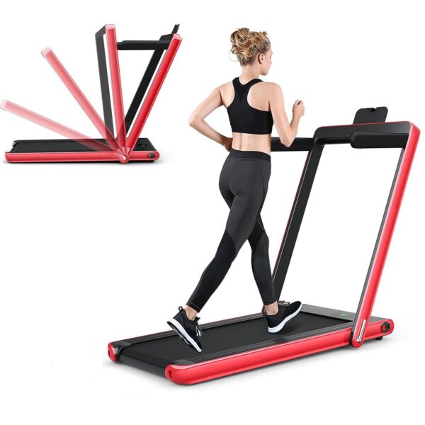 Caminadora Plegable 2 en 1 Sporfit FIT10104 Motor 2.5 HP Control Remoto Altavoz Bluetooth Pantalla LED para Caminar y Co