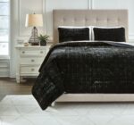 Juego de edredon Dairick Ashley Furniture Industries Q903003K 3 piezas King con 2 fundas de almohada color negro Signatu