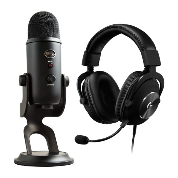 Logitech G PRO X Audífonos para videojuegos (2ª generación) con micrófono Blue Yeti USB Mic para grabación y transmisión
