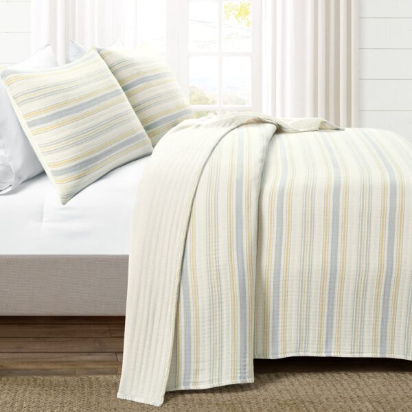 Colcha Lush Decor Solange Stripe Kantha Triangle Home Fashions 16T007635 algodón tejido 3 piezas tamaño matrimonial Quee