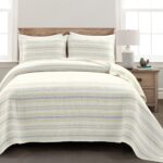 Colcha Lush Decor Solange Stripe Kantha Triangle Home Fashions 16T007635 algodón tejido 3 piezas tamaño matrimonial Quee