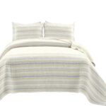 Colcha Lush Decor Solange Stripe Kantha Triangle Home Fashions 16T007635 algodón tejido 3 piezas tamaño matrimonial Quee