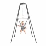 Jolly Jumper Elite (Grey Safari) Ejercitador para Bebé - Marco Resistente, Saltador para Bebé con Soporte de 6 Pies de A