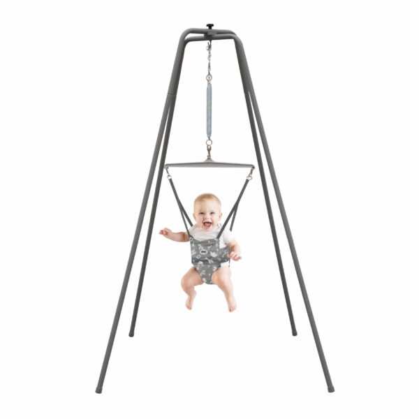 Jolly Jumper Elite (Grey Safari) Ejercitador para Bebé - Marco Resistente, Saltador para Bebé con Soporte de 6 Pies de A