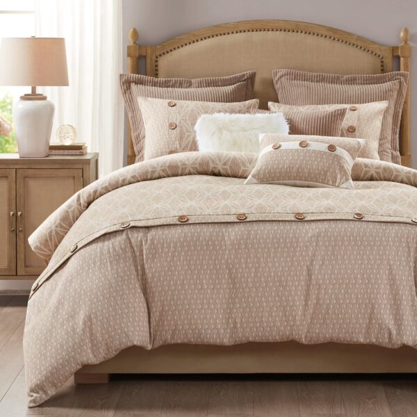 Madison Park Grace MPS10 juego de edredón King jacquard geométrico reversible microfibra taupe 9 piezas
