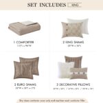 Madison Park Grace MPS10 juego de edredón King jacquard geométrico reversible microfibra taupe 9 piezas