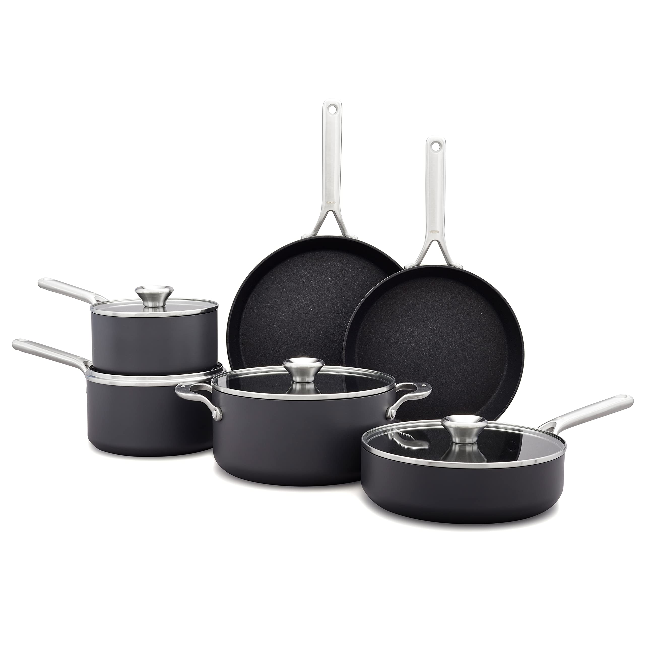 Version 1.0.0 Batería de cocina juego de ollas y sartenes OXO CC004748-001 10 piezas cerámica anodizada dura antiadherente libre de PF
