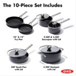 Batería de cocina juego de ollas y sartenes OXO CC004748-001 10 piezas cerámica anodizada dura antiadherente libre de PF