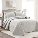 Juego de colcha medallón vieira Lush Decor Triangle Home Fashions 16T005881 3 piezas tamaño Queen color gris claro