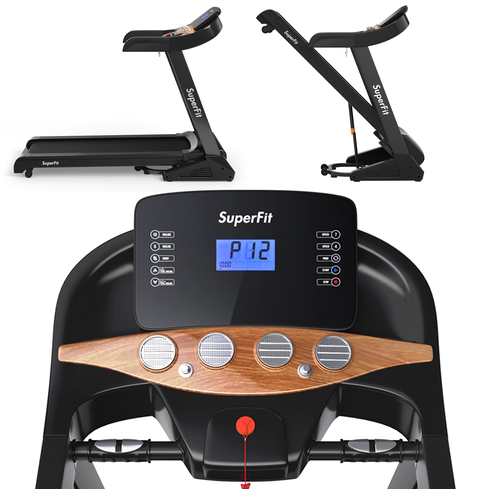 Version 1.0.0 Cinta de correr eléctrica Sporfit SP37466 3.75 HP plegable inclinación automática 0 a 15 grados 4 altavoces Bluetooth ci