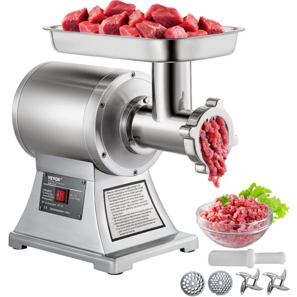 VEVOR Molinillo de Carne Comercial, Picadora de Carne Eléctrica 550LB/h 1100W, Máquina de Picadora de Carne Industrial d