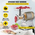VEVOR Molinillo de Carne Comercial, Picadora de Carne Eléctrica 550LB/h 1100W, Máquina de Picadora de Carne Industrial d