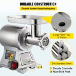 VEVOR Molinillo de Carne Comercial, Picadora de Carne Eléctrica 550LB/h 1100W, Máquina de Picadora de Carne Industrial d