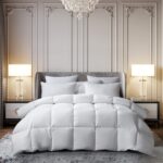 Edredon de Plumon y Plumas Beautyrest para Todas las Estaciones Peso Medio Talla King Blanco con Pestanas en Esquinas