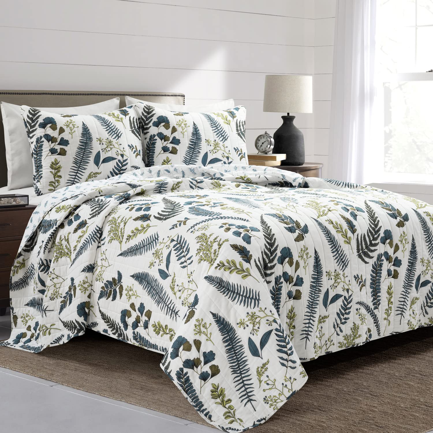Version 1.0.0 Juego de edredon reversible Lush Decor Devonia Triangle Home Fashions 16T007676 3 piezas matrimonial Queen algodon blanc