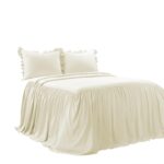 Juego de colcha con falda volantes vintage Triangle Home Fashions 21T010981 3 piezas estilo granja suave ligero ropa de