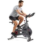 Sunny Health & Fitness Smart Endurance Exercise Bike w/Pulse Sensors Built-In, Adult Home Cardio Workout w/Adjustable Se