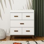 Babyletto Scoot - Cómoda cambiadora de 3 cajones con bandeja cambiadora extraíble en nogal blanco y natural, certificado