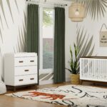 Babyletto Scoot - Cómoda cambiadora de 3 cajones con bandeja cambiadora extraíble en nogal blanco y natural, certificado