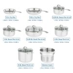 Batería de cocina juego de ollas y sartenes Viking 40011-9993NC acero inoxidable 3 capas 13 piezas tapas de vidrio colad