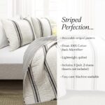 Edredón reversible de rayas Lush Decor Triangle Home Fashions 21T011009 algodón 3 piezas Queen negro estilo granja