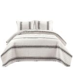 Edredón reversible de rayas Lush Decor Triangle Home Fashions 21T011009 algodón 3 piezas Queen negro estilo granja
