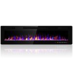Chimenea eléctrica empotrada Electactic RFH-6801LC 68 pulgadas ultrafina 750W 1500W termostato llama ajustable control r